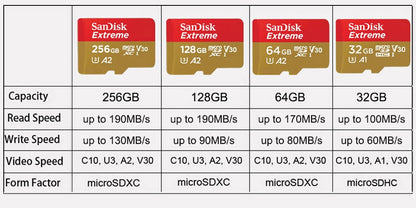 SanDisk Extreme PRO Memory Card 512GB Micro SD Card SDXC UHS-I 128GB 256GB 64GB U3 C10 V30 A2 4K TF Flash Card Adapter for DJI