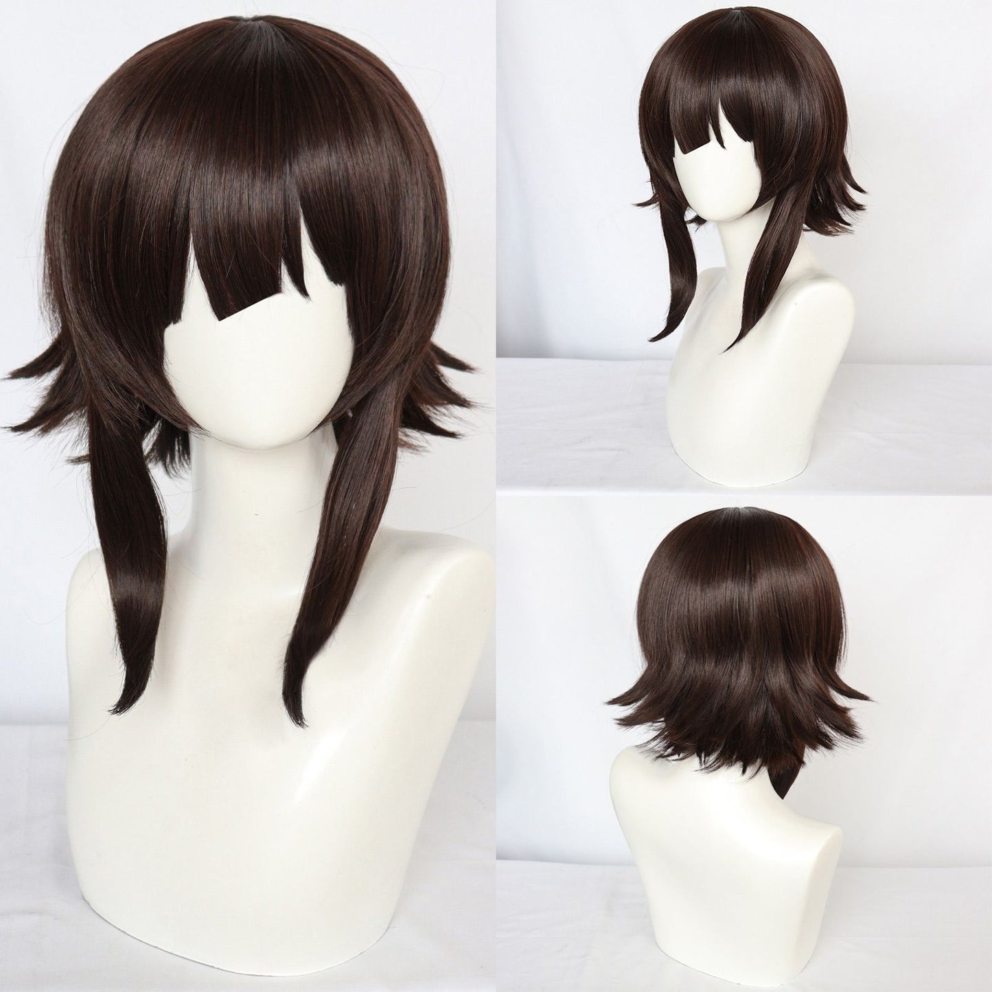 Cabelo Sintético Castanho Curto Liso Oferecendo Bênçãos para um Mundo Melhor Peruca de Cosplay para Halloween Natal