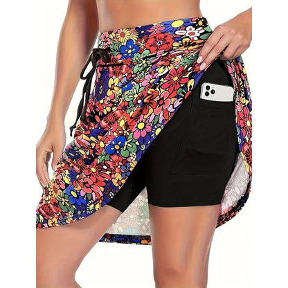 Plus Size 1XL-5XL New Women's Fashion High-Waisted Slim-Fit A-Line Printed Shorts Skirt Ladies High Rise  A-line Mini Skirt