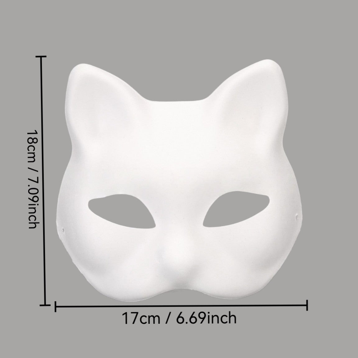5 Pcs Blank White Cat Mask, DIY Unpainted Half Face Mask for Kids Adults Halloween Masquerade Party Art Painting Craft Project