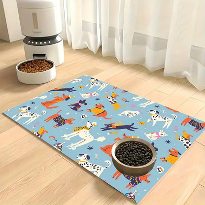 Tapete de Inverno para Animais de Estimação Tapete de Alimentação para Cães e Gatos Tigela de Água e Comida para Animais de Estimação Tapete de Chão Diatomáceo Impermeável de Secagem Rápida