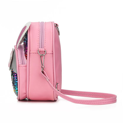 Mochila de Lantejoulas de Coelho para Meninas, Crianças, Pré-escola, Ensino Fundamental, Bolsas Infantis com Orelhas de Coelho, Material Escolar