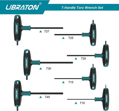 Libraton Jogo de Chaves Torx T com 7 Peças, Conjunto de Chaves T, Design de Ponta Dupla, T10-T40, Adequado para Parafusos Torx Ferramenta de Reparo de Carros e Bicicletas