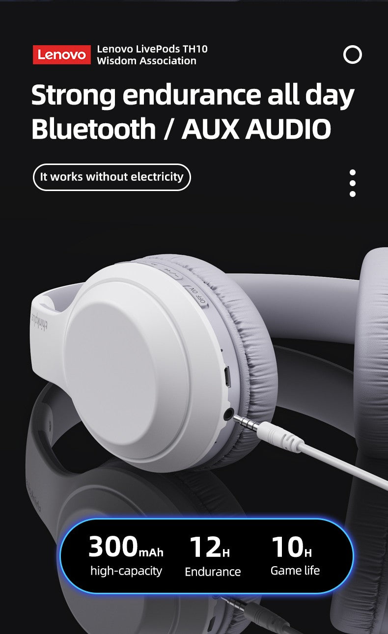 Fone de ouvido Lenovo Thinkplus TH10 TWS Estéreo com baixa latência e longa duração para jogos, fones de ouvido Bluetooth para música com microfone