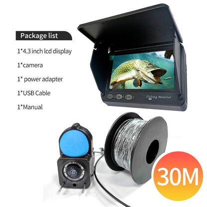 Localizador de Peixes Portátil com Sonda, Câmera de Pesca Subaquática Portátil 1080P de 4,3 Polegadas LCD com Visão Noturna e Ângulo de 120°