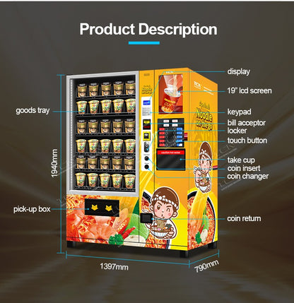 Vending Machine New Style Instant Ramen and Cup Noodle Vending.Machine With Hot Water