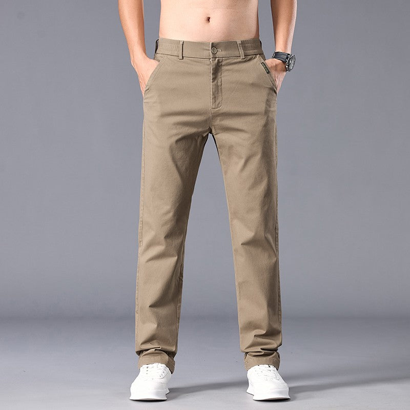 New Casual Pants Men Straight Fit Stretch Autumn Chino Trousers Male Formal Work Business Dress Khaki Fashion Spring Pants