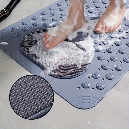 Non-Slip Bath Mat with Massage Feature Oblong Shower Floor Rug Non-Textile Water Absorbent Bathroom Mat with Suction Cups