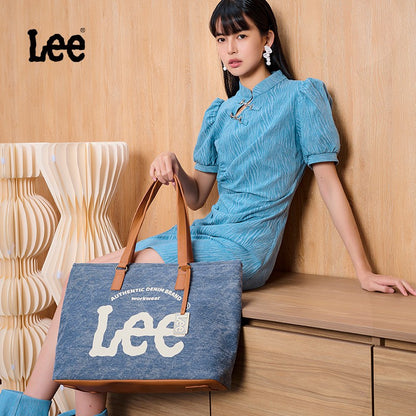 LEE Large Capacity Denim Leather Women's Tote Bags Designer Lady Canvas Daily Big Size Handbag Wear Resistant Shoulder Beach Bag