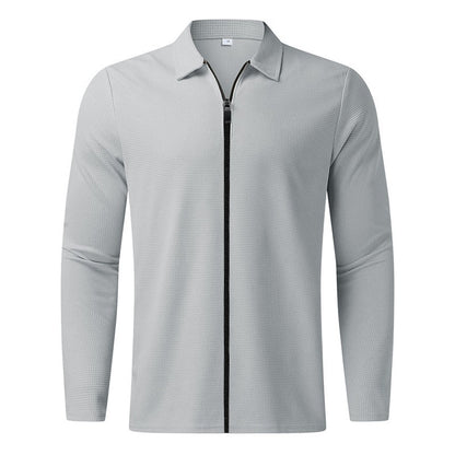 2024Summer Popular Waffle Outdoor Polo Collar Jacket Men's Coat Nick Garment Casual Sports Zipper Cardigan Long Sleeve Coat