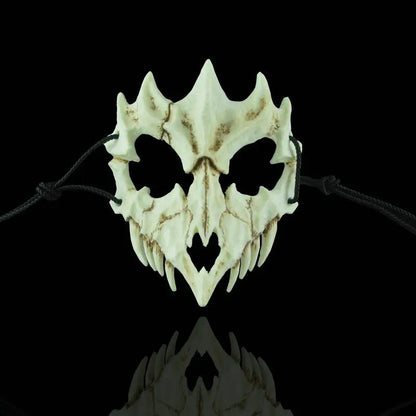 Halloween Skull Mask Long Teeth Demon Skeleton Half Face Cosplay Party Mask Scary Horror Wolf Dragon Tiger Costume Accessory