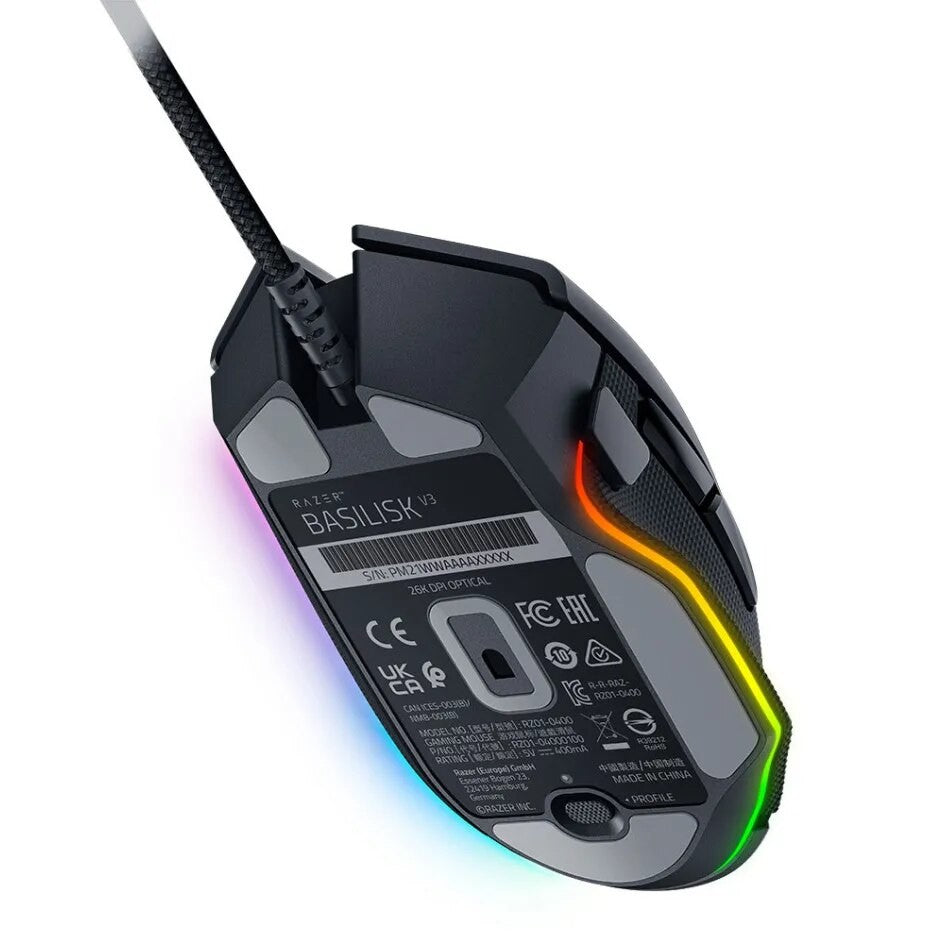 Mouse Gamer Ergonômico Personalizável Razer Basilisk V3 com Switch de Mouse para Jogos Mais Rápido - Iluminação Chroma RGB - Sensor Óptico de 26K DPI