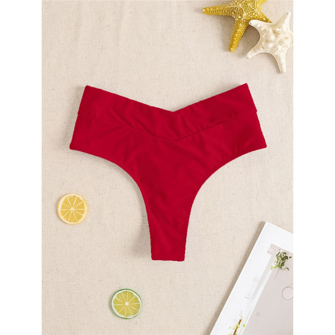S - XL High Waist High Leg Cut Bikini Bottom Swim Brief Women Swimwear Female Bather Brazilian Tanga Panties Underwear K7095