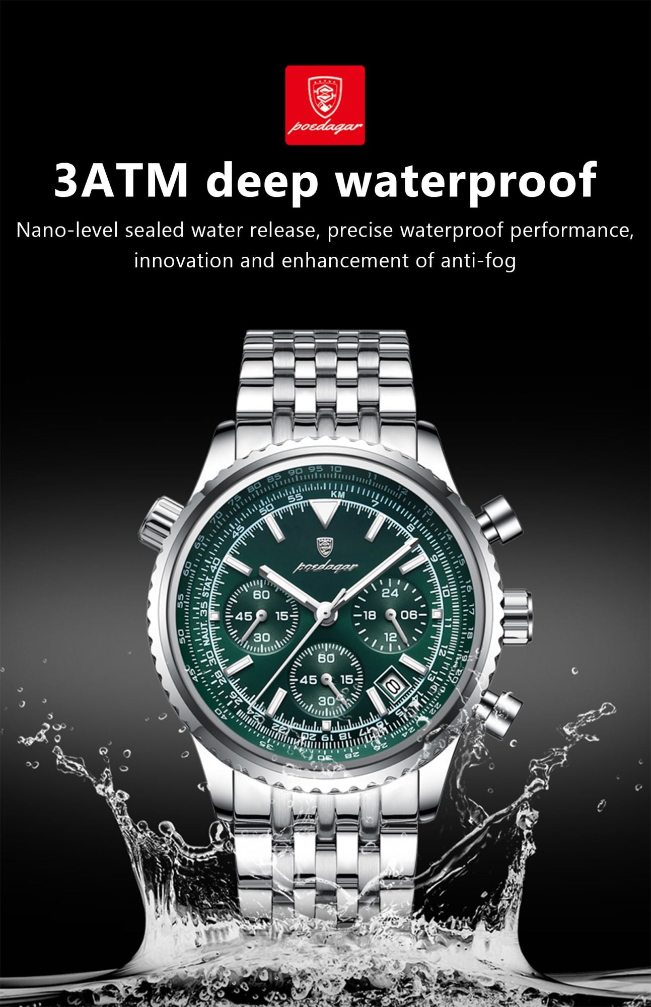 POEDAGAR Luxury Military Men Watch Waterproof Luminous Date Chronograph Man Watch Business Stainless Steel Men's Quartz Watches