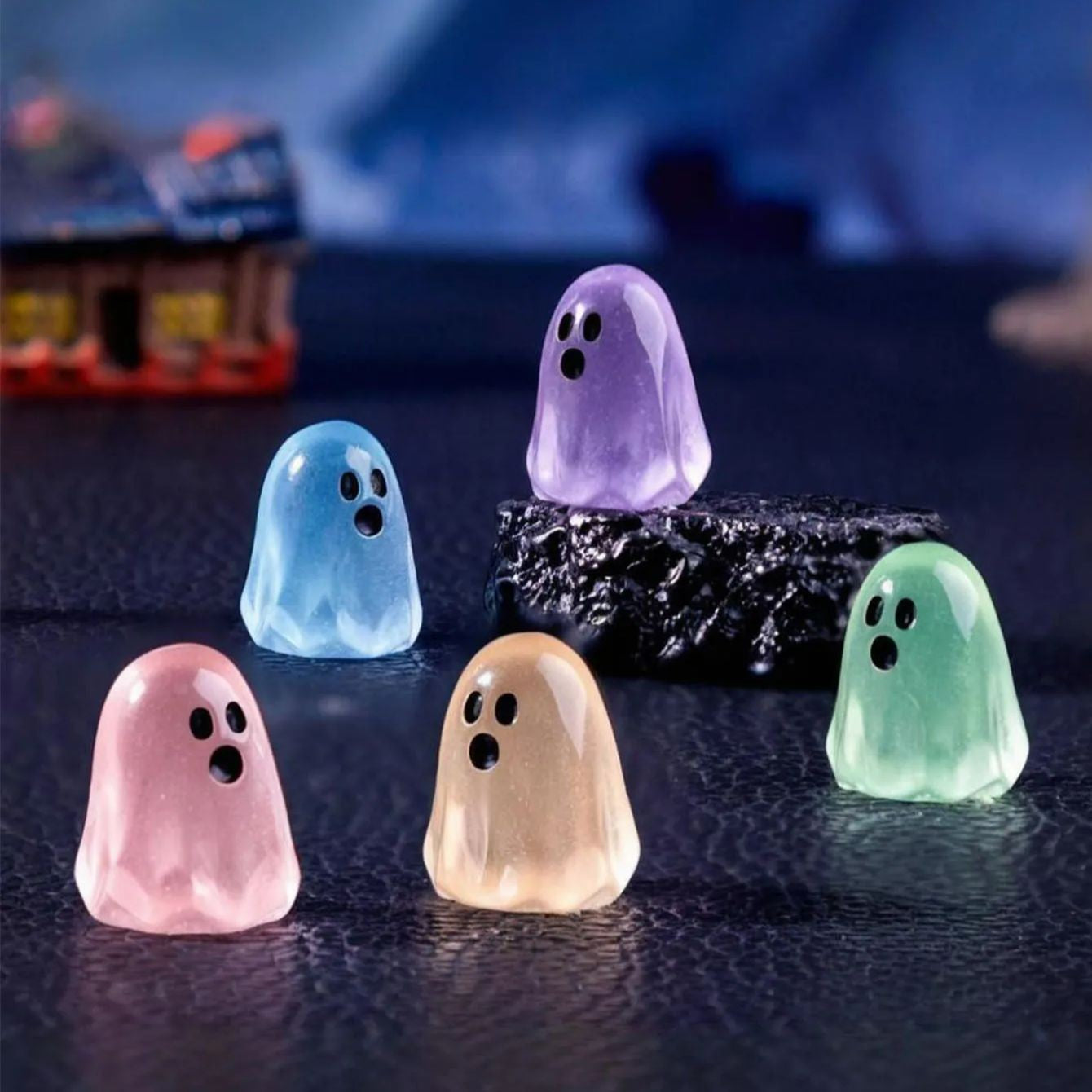 5/10Pcs Luminous Ghost Figures Glowing At Night Action Figure Mini Micro Landscape Miniatures Halloween Decoration Gifts