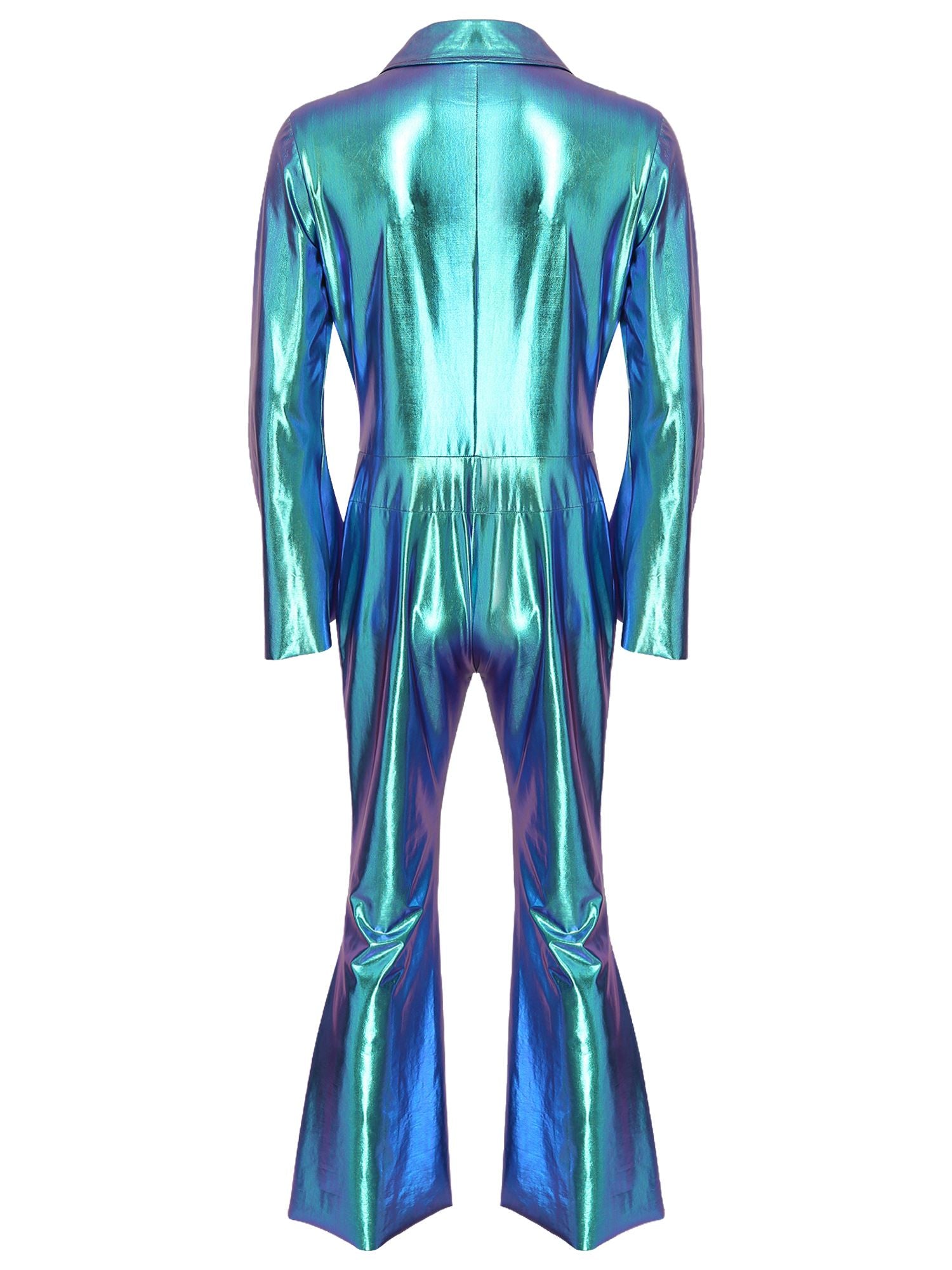 Men Bell Bottom Pants Jumpsuit Rompers Vintage 80s Disco Hippie Costume for Rock Jazz Dancewear Musical Theme Party Dress-up