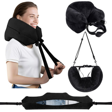 Comfortable Travel Pillow Adjustable U-Shaped Neck Pillow Washable Multi-Functional Fillable Portable Pillow Case for Airplane