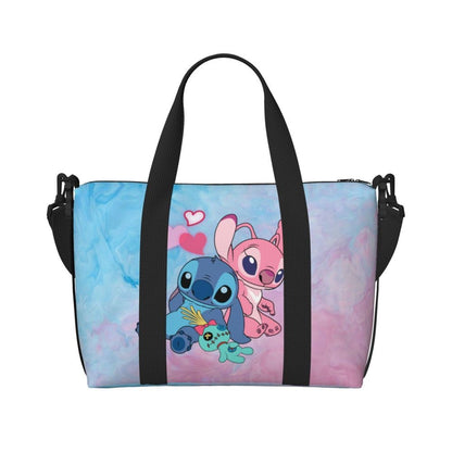 Custom Large SLilo And Stitch Cartoon Tote Bag Women Anime Shopping Shoulder Beach Gym Travel Bag