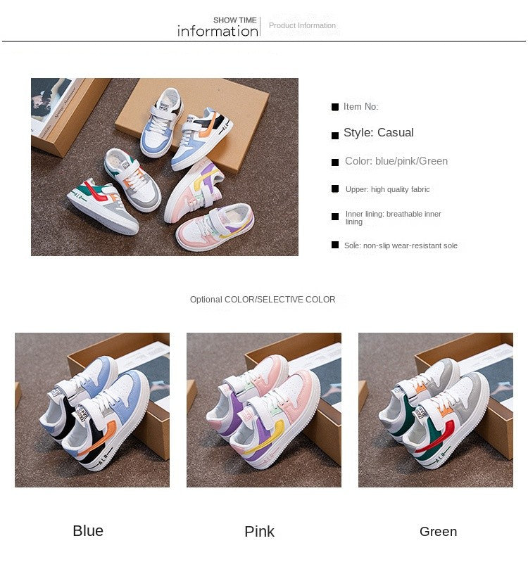 Children's Sneakers Kids Fashion Design White Non-slip Casual Shoes Boys Girls Hook Breathable Sneakers Toddler Outdoor Shoes