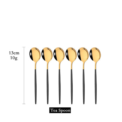 6Pcs/Set Teaspoon Stainless Steel Flatware Colorful Cake Fruit Spoons Dessert Small Coffee Spoon Snack Kitchen Dinnerware Tools