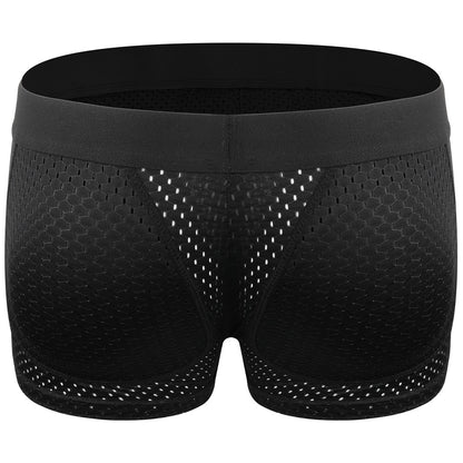 Men Hip Lift Body Shaper Sponge Fake Butt Padded Boxer Briefs Hollow out Breathable Slimming Underwear Body Shaping Enhancement