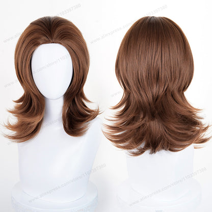 Anime 45cm Universal Cosplay Wig with Enlarged Scalp Free Parting Black White Yellow Man Women Heat Resistant Synthetic Hair