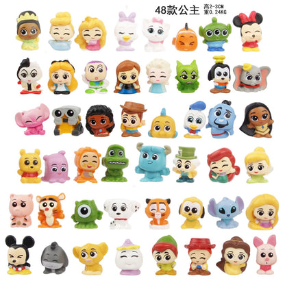 48 pçs/conjunto de Brinquedos de Figuras de Ação em PVC de Princesas e Mickey da Disney, Wall E, com 2-3cm de Altura