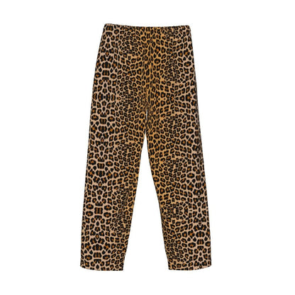 Custom Leopard Print Pajama Pants Men's Animal Skin Sleepwear Lounge Sleep Bottoms Stretch with Pockets