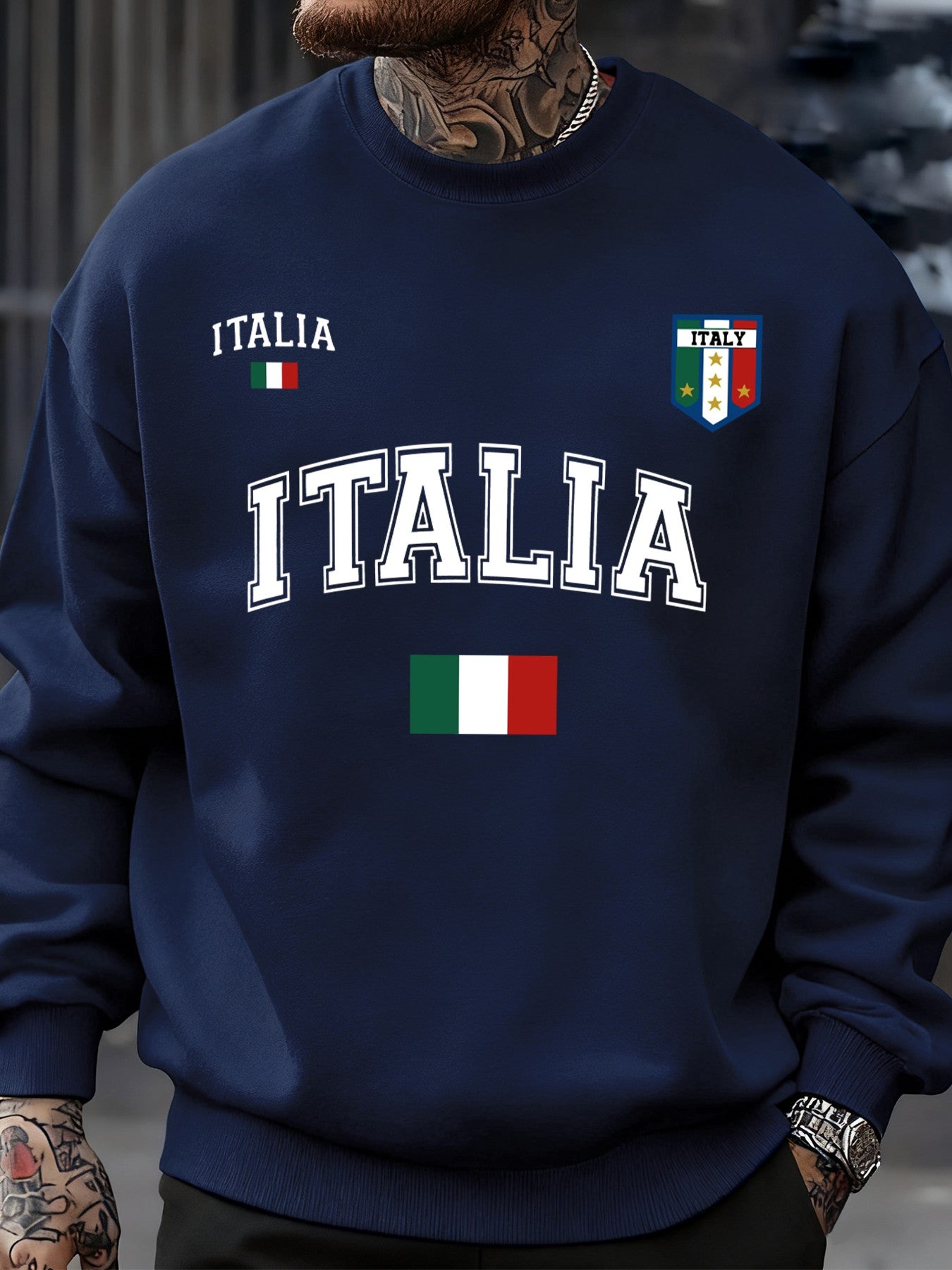 Italia Italian Flag Design Men Sweatshirt Creative Fleece Streetwear Fashion Clothes Autumn Hip Hop Pullovers Casual Tops