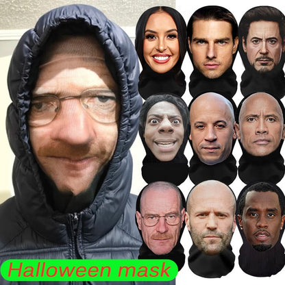 Full Face Mask for Halloween Cosplay Party Balaclava with Celebrity Face Mesh Visualized Elastic Headwear Christmas Gifts