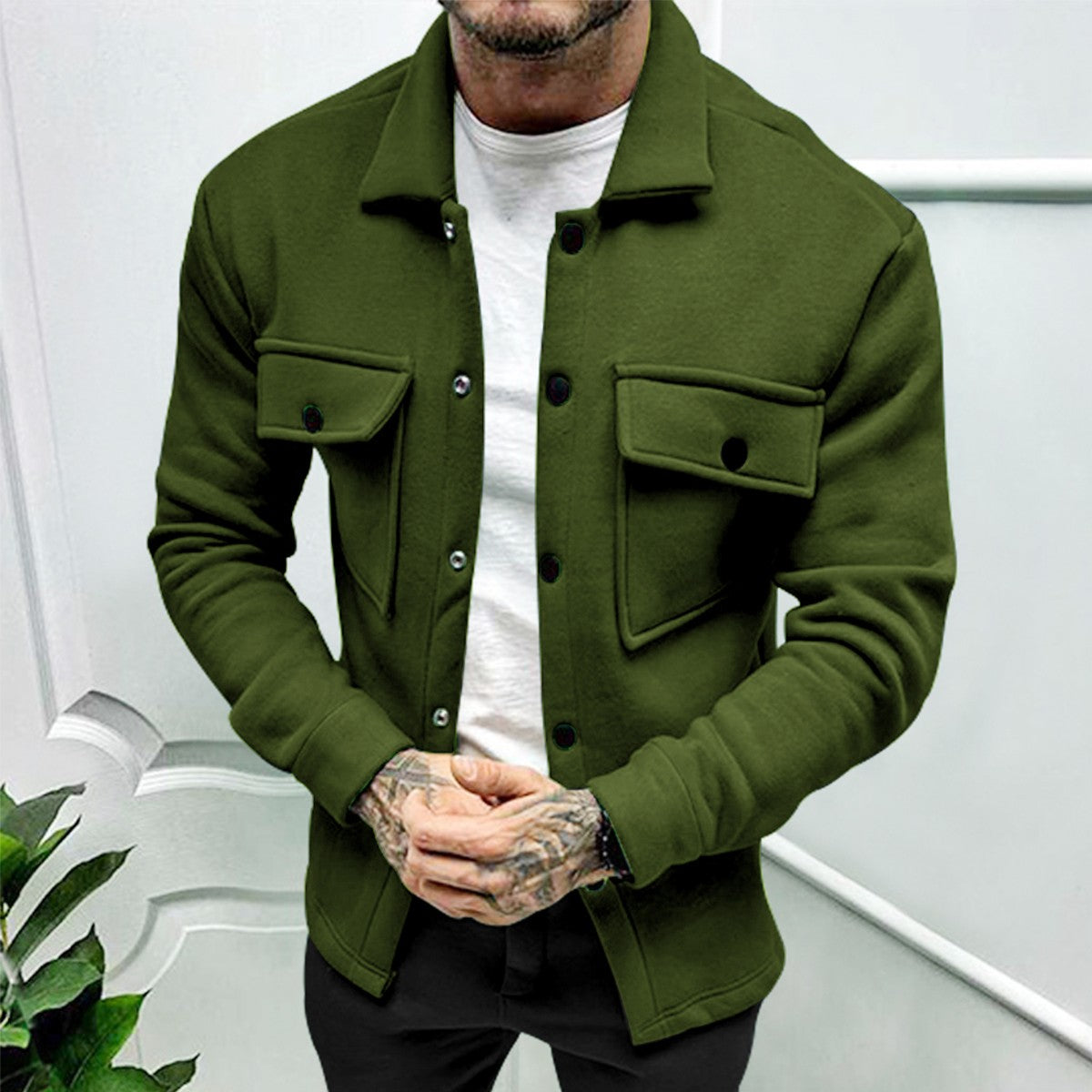 2024 Cross Border Amazon Winter New Men's Fleece Jacket Fashion Casual Jacket