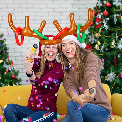 Inflatable Reindeer Antler Ring Toss Game Set - Perfect for Christmas, Halloween & Easter Parties - PVC Material, Excluding Pump