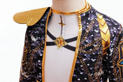 Girls Black?Gold 3D Printed Jacket Shorts Cosplay Set Kids Outfit for Stage Show Birthday Party Halloween Carnival Dress?Up