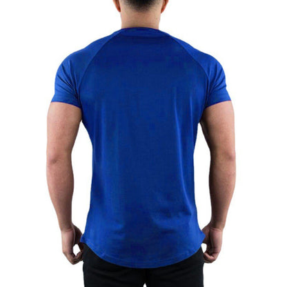 Plain Gym T-shirt Men Summer Fitness Clothing O-Neck Short Sleeve T shirt Cotton Slim Fit Tshirt Bodybuilding Workout Tees Tops