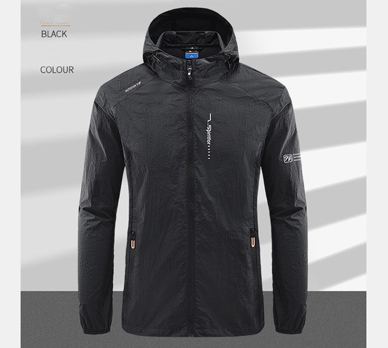 Summer Outdoor Quick Dry Sun-Protective Thin Jacket Men Hiking Fishing Cycling Hooded Gym Sport Windbreaker Ultra Light Coats