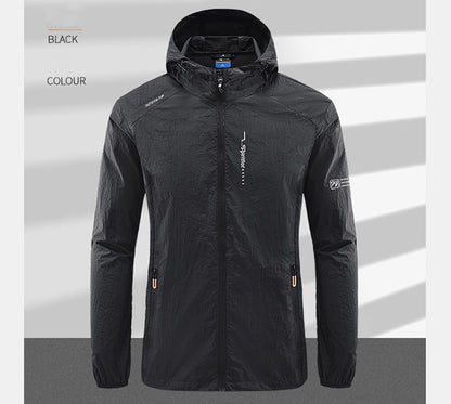 Summer Outdoor Quick Dry Sun-Protective Thin Jacket Men Hiking Fishing Cycling Hooded Gym Sport Windbreaker Ultra Light Coats