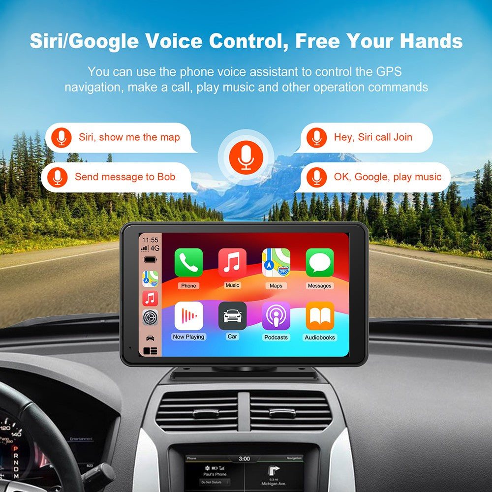 Wireless CarPlay Screen for Car 7" HD Portable Stereo Touchscreen For Apple CarPlay & Android Auto CarPlay Screen with Backup