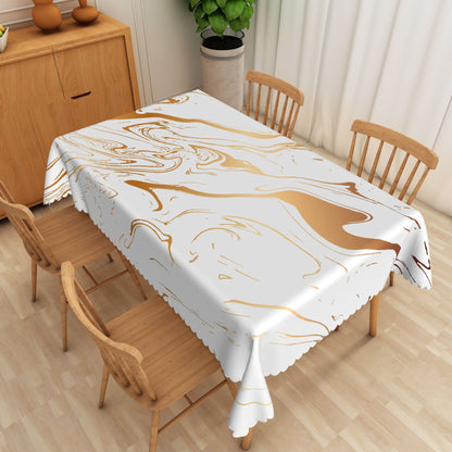 Marble Pattern Tablecloth Rectangular Polyester Dining Table Cover for Home Kitchen Restaurant Holiday Indoor/Outdoor Party