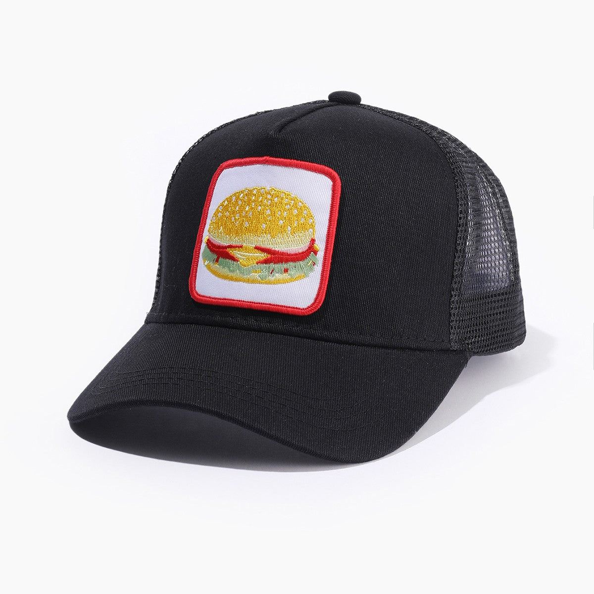 Bonés de Caminhoneiro Masculino Feminino Boné de Beisebol com Desenho de Hambúrguer Bordado Patch Snapback Drake Bones Algodão Casual Malha Papai Chapéus de Sol