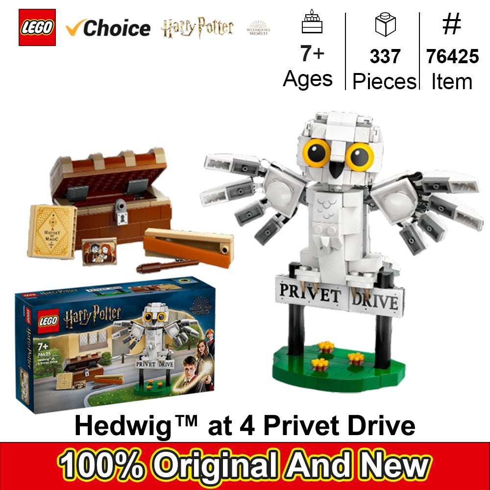 LEGO 76425 Harry Potter Edwiges na Rua dos Alfeneiros 4, Brinquedo Fantasia Montável com Figura de Coruja de Harry Potter, Ideia de Presente e Crianças
