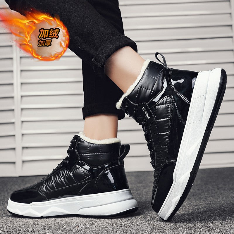 Trendy Silver Winter Boots Man High top Sneakers Outdoor Warm Plush Men's Snow Boots Platform Furry Ankle Boots Men Casual Boot