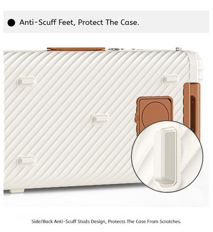 Ofgo Suitcase 20-30 Inches | Cup Holder/Waterproof Pc Suitcase Large Capacity Spinner Suitcase Tsa Travel Trolley Case With Lock