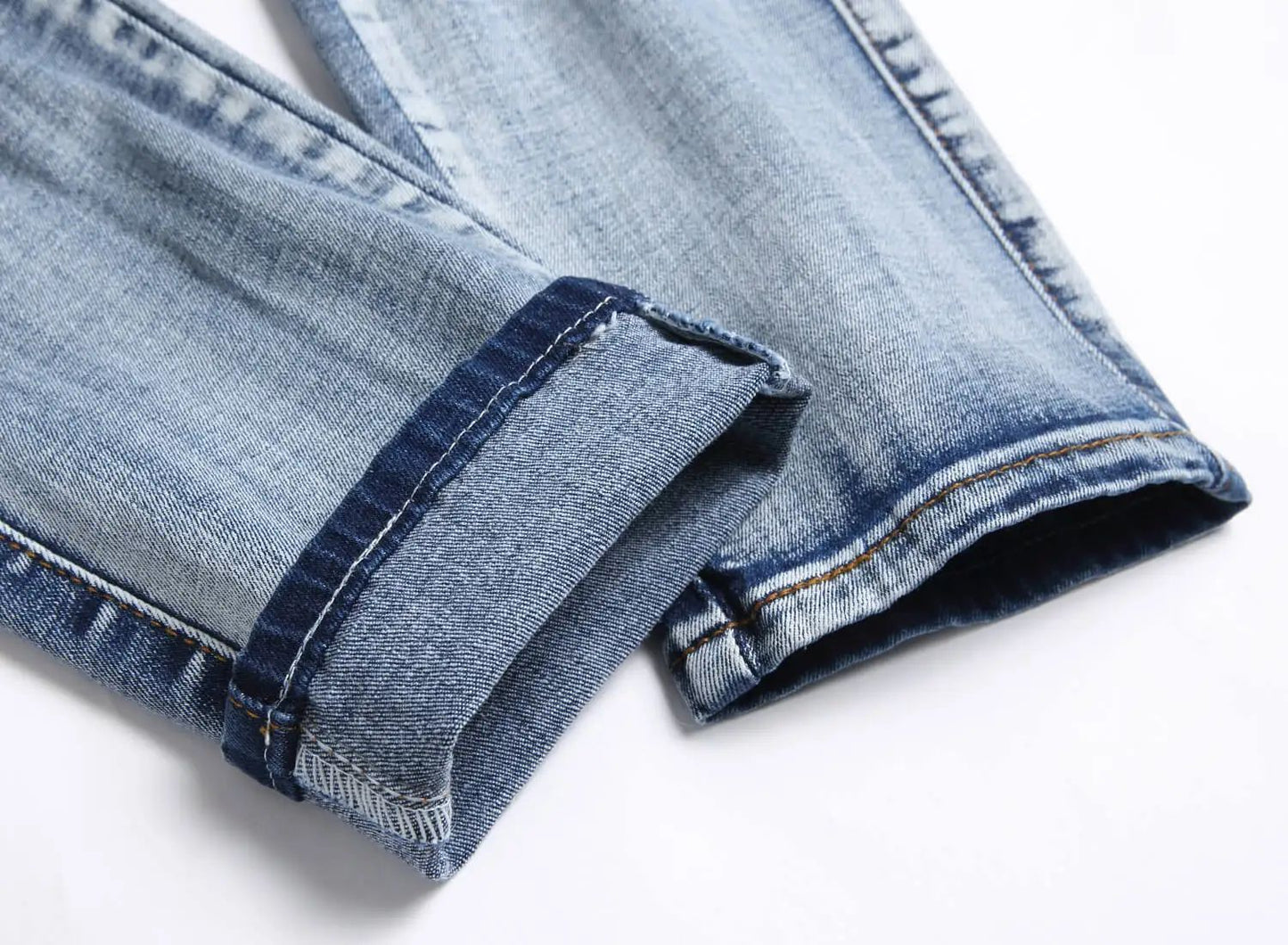 Blue Eyed Snake Embroidery Street Style Jeans For Teenagers Elastic Waist Cotton Material Casual Scene Suitable