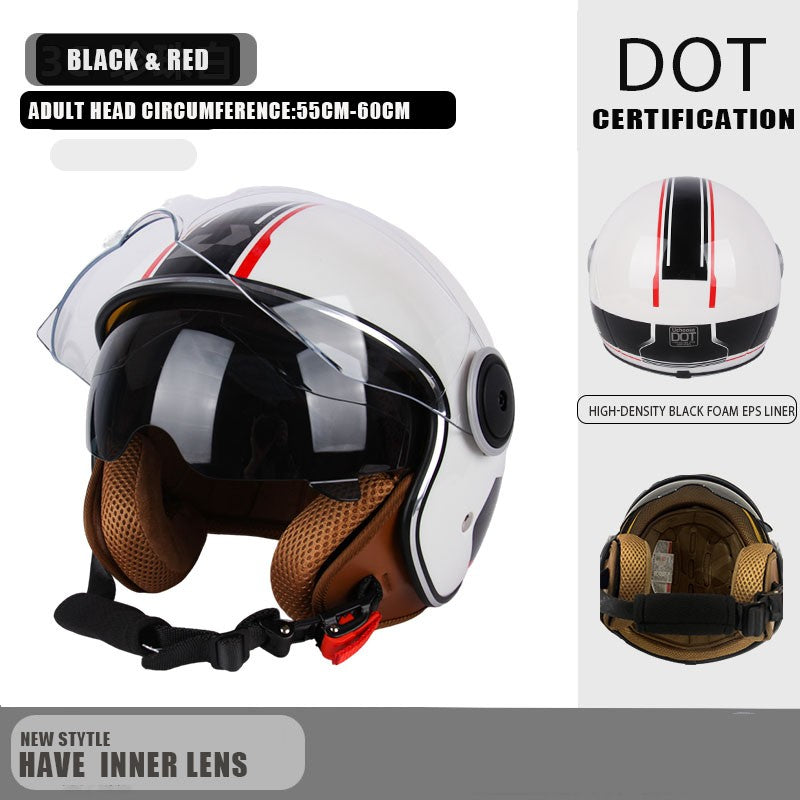 Capacete de proteção certificado pelo DOT, capacetes vintage de lente dupla, capacete de corrida para todas as estações