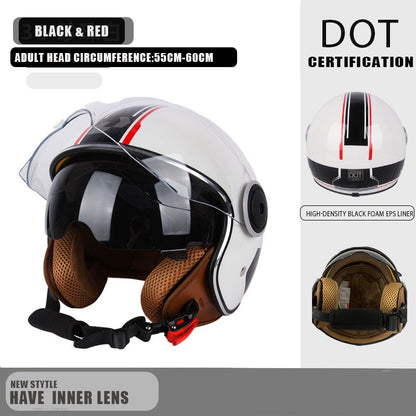 Capacete de proteção certificado pelo DOT, capacetes vintage de lente dupla, capacete de corrida para todas as estações