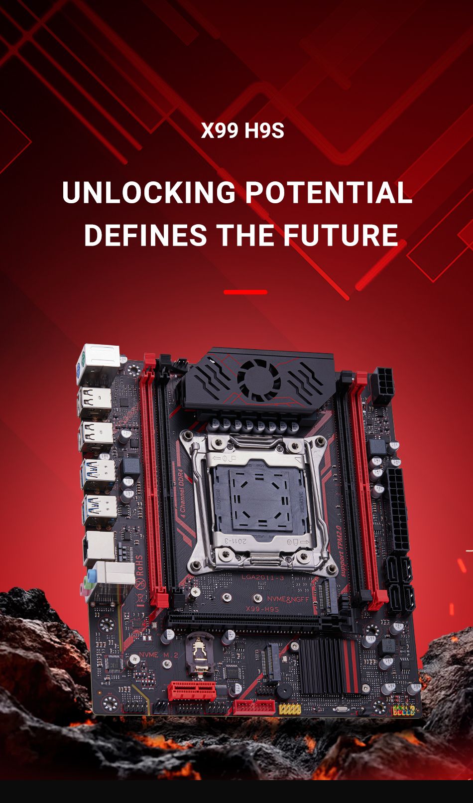 Qiyida X99 motherboard kit LGA2011 3 Xeon E5 2680 V4 2*8GB 16GB DDR4 3200Mhz 4 channels NVME USB3.0 SATA3.0 TPM 2.0 Interface