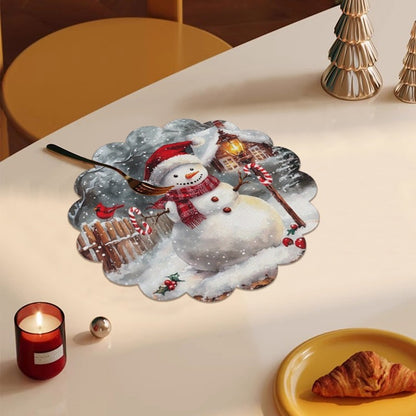 4pcs Christmas Placemats Dinner Table Cloth Plates Mat Resistant Table Mats Place Mat Christmas Party Tablecloth Decoration