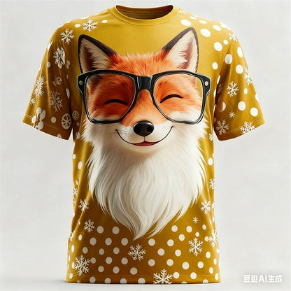 Christmas Men's T-shirt Animal 3D pattern printed Men's women's round neck T-shirt quick-dry t shirt for man Unisex y2k clothing