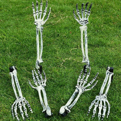 3-6pcs Bone Skeletons Yard Ground Stakes Simulated Ghost Skull Hand Props Halloween Garden Outdoor Insert Party Decoration