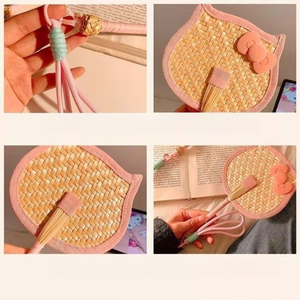 1-5Pcs Cute Handwoven Portable Fans Suitable Summer Beach Parties Birthday Wedding Carnival Party Gifts Photo Props Giveaways